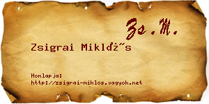 Zsigrai Miklós névjegykártya